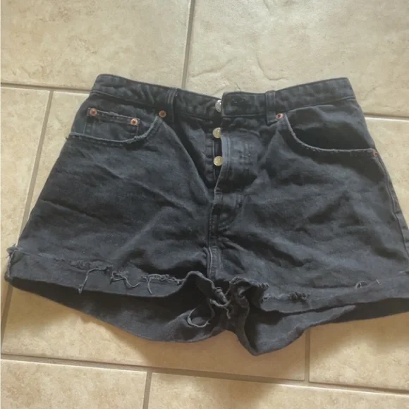 Black Denim Women's Shorts - Picture 1 of 3